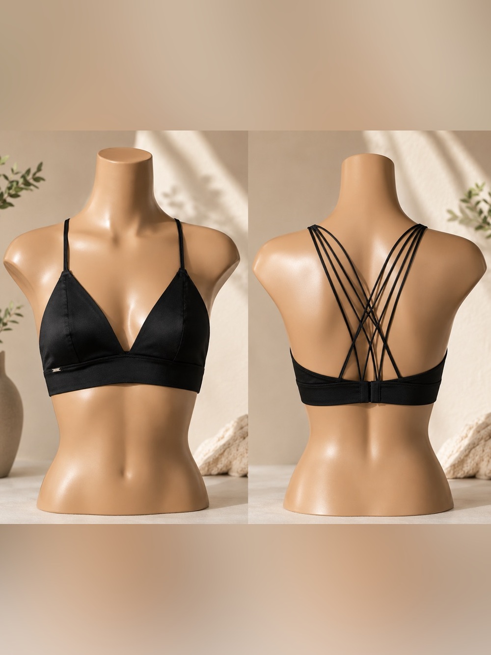 Victoria’s Secret PINK Black Strappy Back Wireless Bralette Size Small‎ Stretch